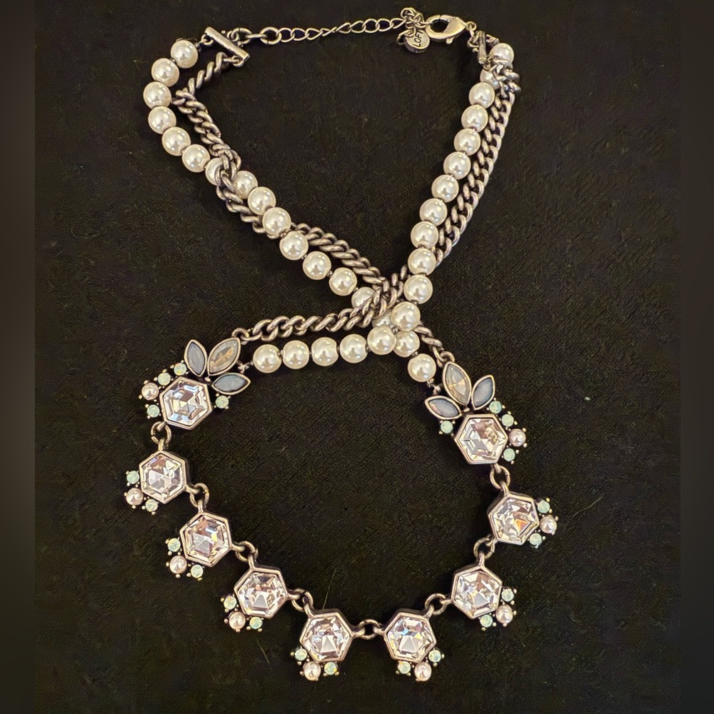 Loft pearl & gemstone statement necklace
